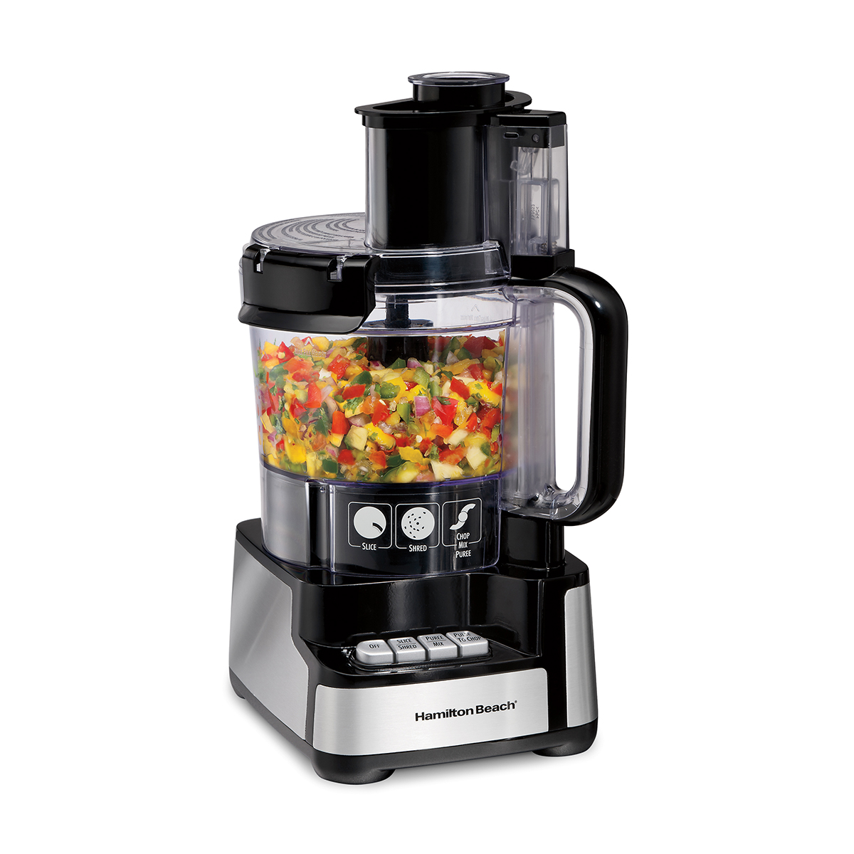Hamilton Beach 12 Cup Stack & Snap™ Food Processor Black and Stainless - 70728 | HamiltonBeach.com